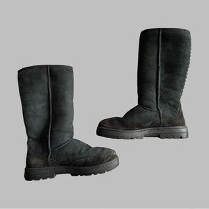 UGG Ultimate Tall Black Braid Back Boots Size 7